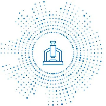 Blue line Microscope icon isolated on white background. Chemistry Stockillustratie