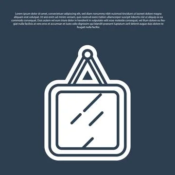 Blue line Mirror icon isolated on blue background.  Vector Stock Illustration