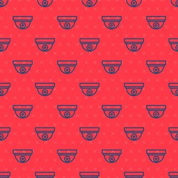 Blue line Motion sensor icon isolated seamless pattern on red background. Vector Stock Illustration