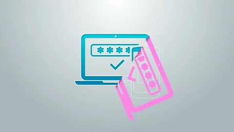 Blue line Multi factor, two steps authentication icon isolated on grey Stock Footage 144967181