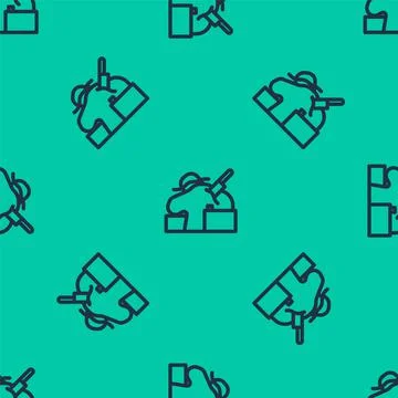 Blue line Murder icon isolated seamless pattern on green background. Body Stock Illustration