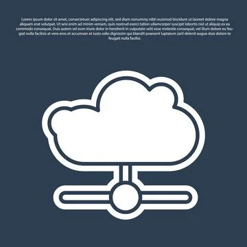 Blue line Network cloud connection icon isolated on blue background. Social t Stock Illustration