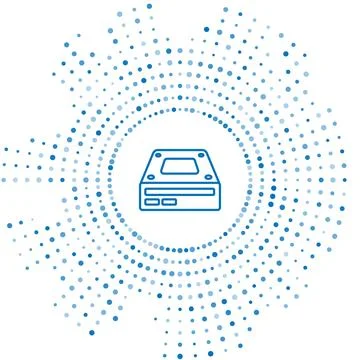 Blue line Optical disc drive icon isolated on white background. CD DVD lapt.. Stock Illustration