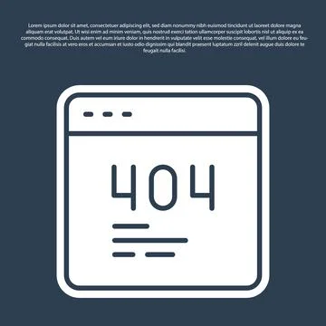 Blue line Page with a 404 error icon isolated on blue background. Template Stock Illustration
