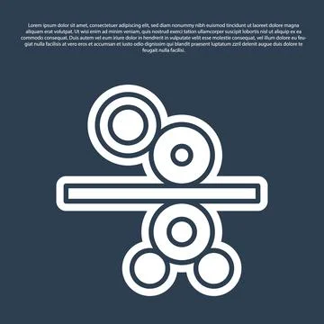 Blue line Paper roll of a printing press icon isolated on blue background Stockillustratie