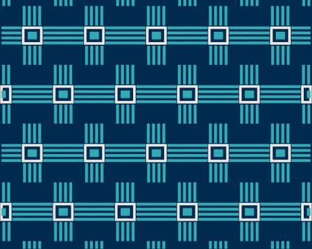 Blue line pattern squares on dark background Stock Illustration