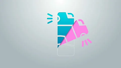 Blue line Pepper spray icon isolated on grey background. OC gas. Capsicum self Stock Footage 145297688