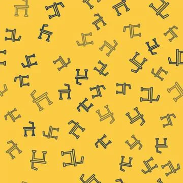 Blue line Pet grooming table icon isolated seamless pattern on yellow background Stock Illustration