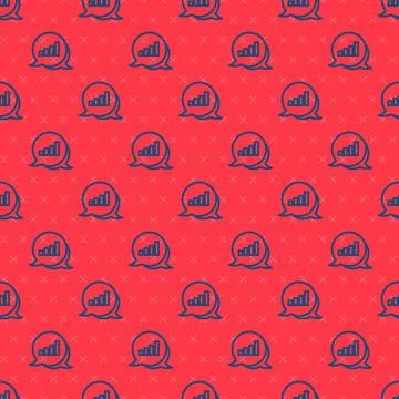Blue line Pie chart infographic icon isolated seamless pattern on red background Illustrazione stock