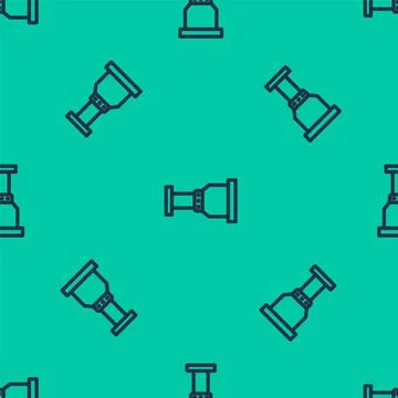 Blue line Pipe adapter icon isolated seamless pattern on green background Stock Illustration