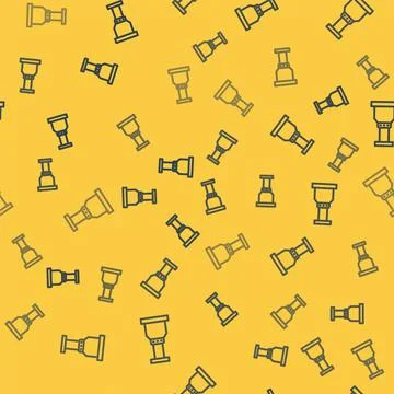 Blue line Pipe adapter icon isolated seamless pattern on yellow background Stock Illustration