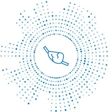 Blue line Pirate eye patch icon isolated on white background. Pirate accessory Ilustración de archivo