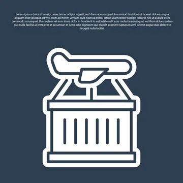 Blue line Plane icon isolated on blue background. Delivery, transportation 스톡 일러스트