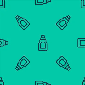 Blue line Plastic bottle for laundry detergent, bleach, dishwashing liquid or Stock Illustration