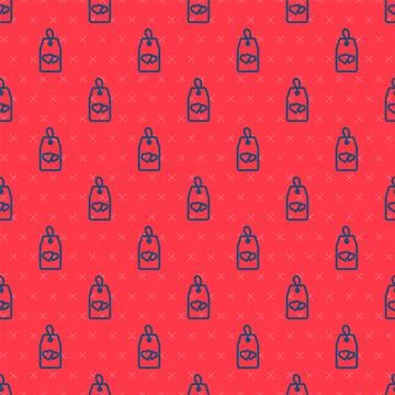 Blue line Please do not disturb with heart icon isolated seamless pattern on red Illustration
