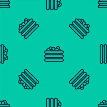 Blue line Pool with balls icon isolated seamless pattern on green background イラスト素材
