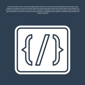 Blue line Programming language syntax icon isolated on blue background. Syntax Stock Illustration