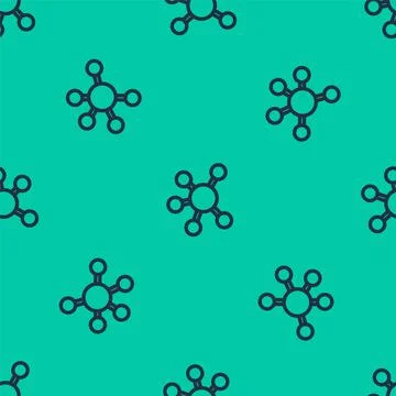 Blue line Project team base icon isolated seamless pattern on green background 스톡 일러스트