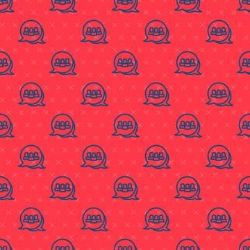 Blue line Project team base icon isolated seamless pattern on red background Illustrazione stock