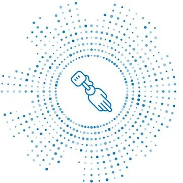 Blue line Prosthesis hand icon isolated on white background. Futuristic concept Stockillustratie