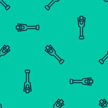 Blue line Prosthesis leg icon isolated seamless pattern on green background Stockillustratie