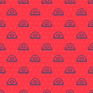 Blue line Protractor grid for measuring degrees icon isolated seamless pattern Illustrazione stock