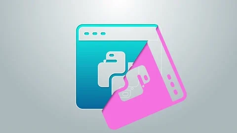 Blue line Python programming language icon isolated on grey background. Python Stock Footage 155481842