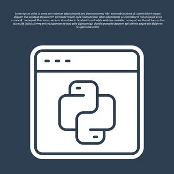Blue line Python programming language icon isolated on blue background. Python Stock Illustration