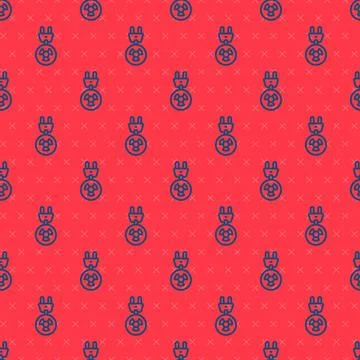 Blue line Radiation electrical plug icon isolated seamless pattern on red イラスト素材