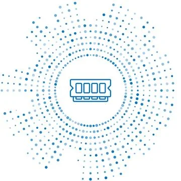 Blue line RAM, random access memory icon isolated on white background. Abstract Stock Illustration