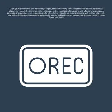 Blue line Record button icon isolated on blue background. Rec button.  Vector Stock Illustration