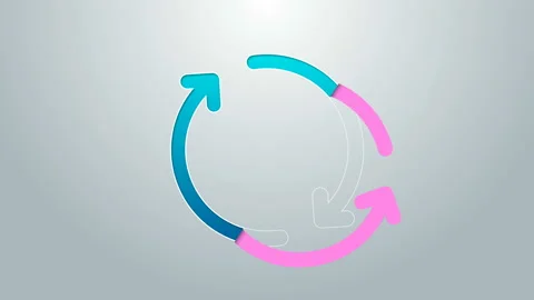 Blue line Refresh icon isolated on grey background. Reload symbol. Rotation Stock Footage 144956907