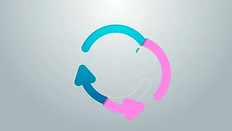 Blue line Refresh icon isolated on grey background. Reload symbol. Rotation Stock Footage 145236838