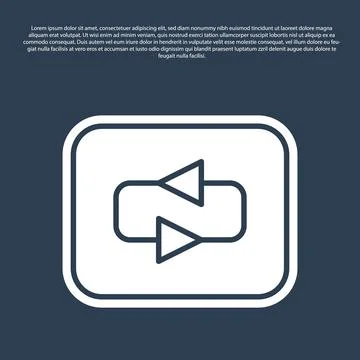 Blue line Repeat button icon isolated on blue background. Vector Stock Illustration