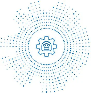 Blue line Robot icon isolated on white background. Artificial intelligence Illustrazione stock