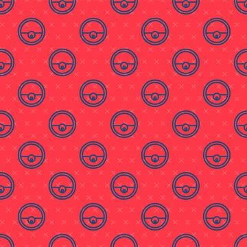 Blue line Robot vacuum cleaner icon isolated seamless pattern on red background Stock Illustration