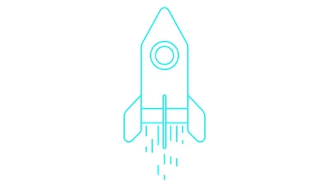 Blue line rocket 2 white Stock Footage 282013910