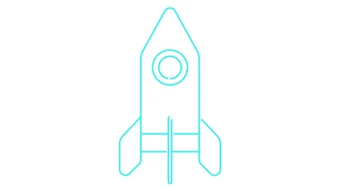Blue line rocket white Video stock 281730032