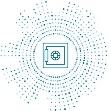Blue line Safe icon isolated on white background. The door safe a bank vault Stock Illustration