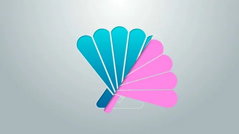 Blue line Scallop sea shell icon isolated on grey background. Seashell sign. 4K Stock Footage 145300192