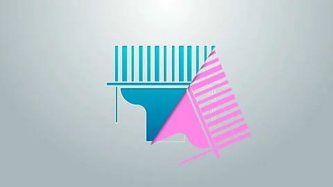 Blue line Scanner scanning bar code icon isolated on grey background. Barcode Stock-Footage 145100086