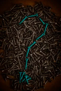 Blue Line of Screw Question Mark Stock Photos
