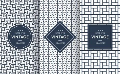 Blue line seamless patterns for universal background Stock Illustration