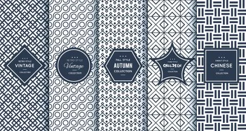 Blue line seamless patterns for universal background Stock Illustration