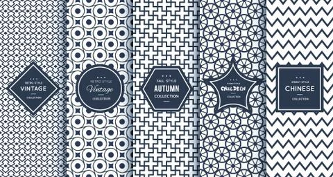 Blue line seamless patterns for universal background Stock Illustration