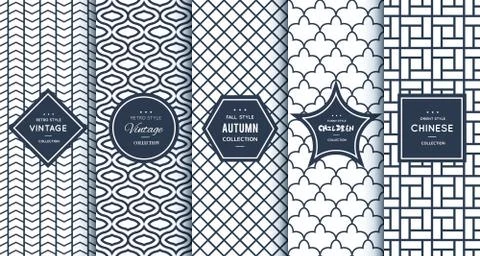 Blue line seamless patterns for universal background 库存插图
