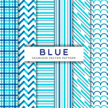Blue Line Seamless Vector Patterns Stock Illustration