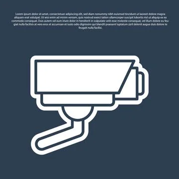 Blue line Security camera icon isolated on blue background. Vector Illustrazione stock