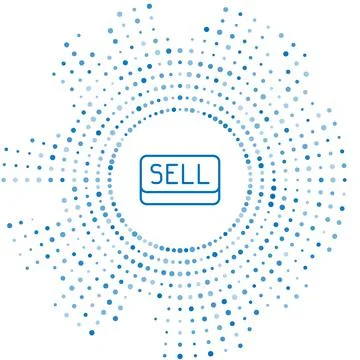 Blue line Sell button icon isolated on white background. Financial and stock Stock Illustration