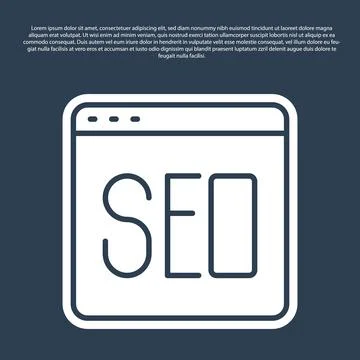Blue line SEO optimization icon isolated on blue background. Vector Stock Illustration